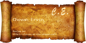 Chovan Ervin névjegykártya